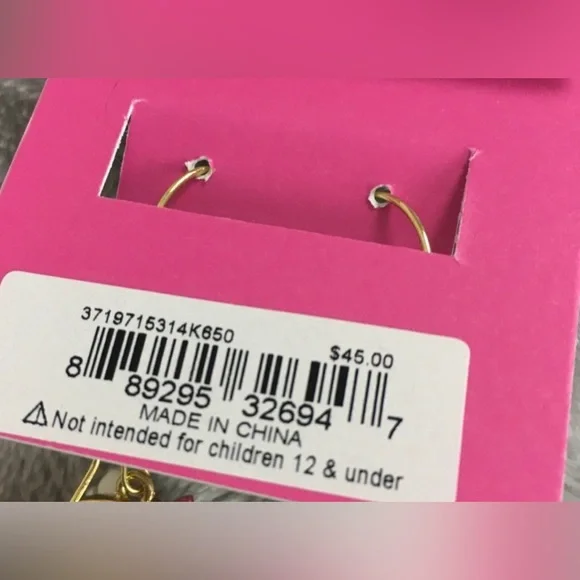 Betsy Johnson Opulent Pink SugarSkull & Flower Drop Earrings Halloween Party - Picture 5 of 5